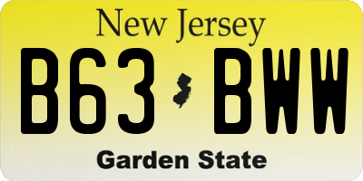 NJ license plate B63BWW