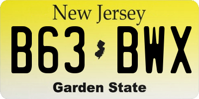 NJ license plate B63BWX