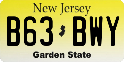 NJ license plate B63BWY