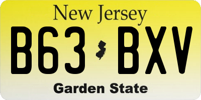 NJ license plate B63BXV