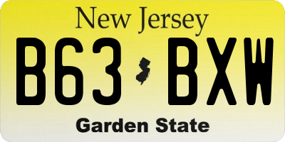 NJ license plate B63BXW