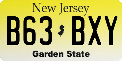 NJ license plate B63BXY
