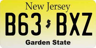 NJ license plate B63BXZ