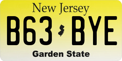 NJ license plate B63BYE