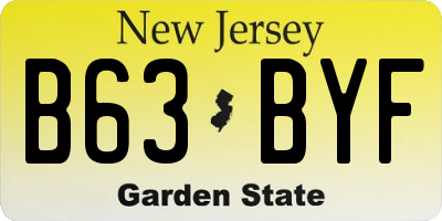 NJ license plate B63BYF