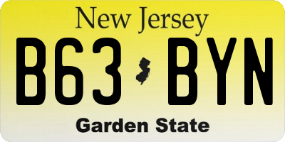 NJ license plate B63BYN