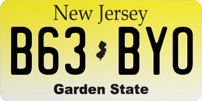 NJ license plate B63BYO