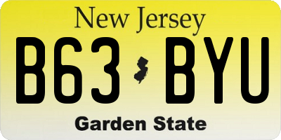NJ license plate B63BYU
