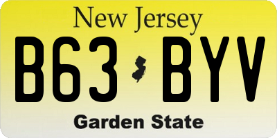 NJ license plate B63BYV