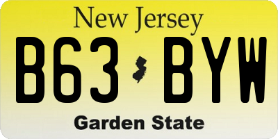 NJ license plate B63BYW