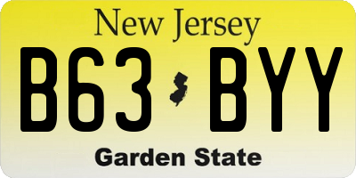 NJ license plate B63BYY