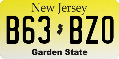 NJ license plate B63BZO