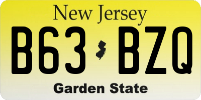 NJ license plate B63BZQ