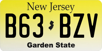 NJ license plate B63BZV