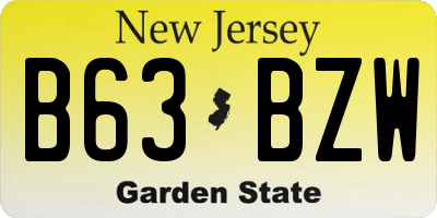 NJ license plate B63BZW