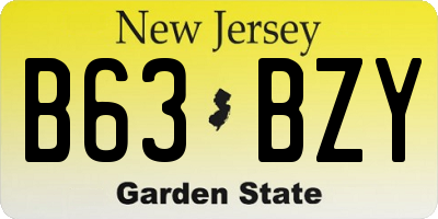 NJ license plate B63BZY