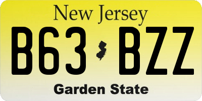 NJ license plate B63BZZ