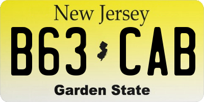 NJ license plate B63CAB