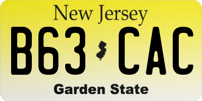 NJ license plate B63CAC