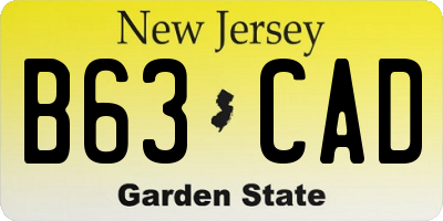 NJ license plate B63CAD