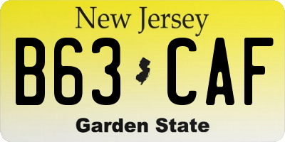 NJ license plate B63CAF
