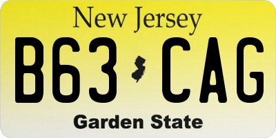 NJ license plate B63CAG