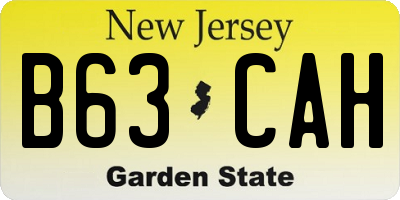 NJ license plate B63CAH