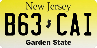 NJ license plate B63CAI
