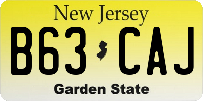 NJ license plate B63CAJ