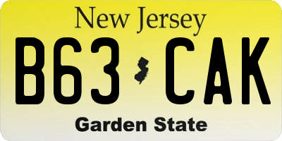 NJ license plate B63CAK
