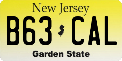 NJ license plate B63CAL