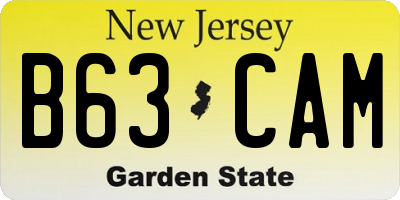 NJ license plate B63CAM