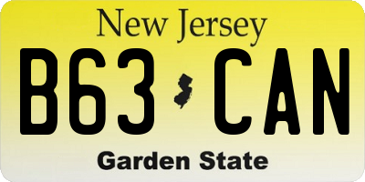 NJ license plate B63CAN