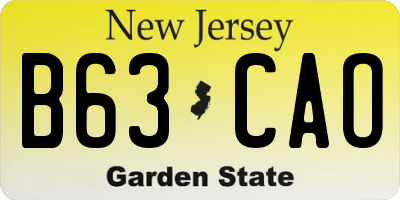 NJ license plate B63CAO
