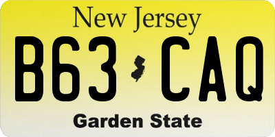 NJ license plate B63CAQ