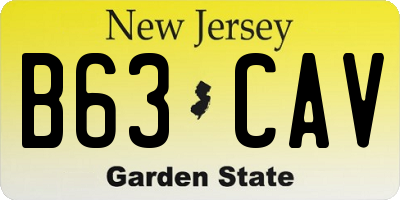 NJ license plate B63CAV