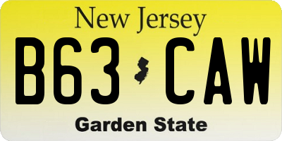 NJ license plate B63CAW