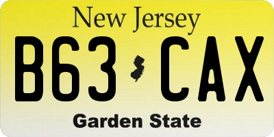 NJ license plate B63CAX