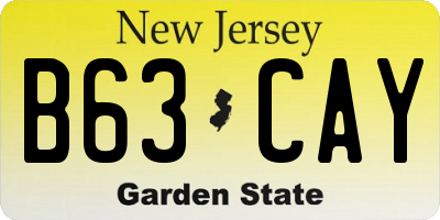 NJ license plate B63CAY