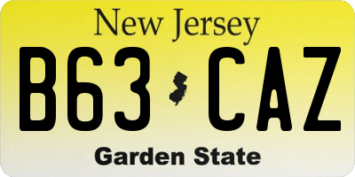 NJ license plate B63CAZ