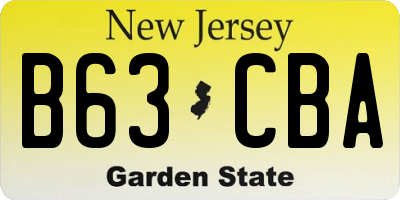 NJ license plate B63CBA