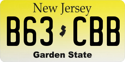 NJ license plate B63CBB
