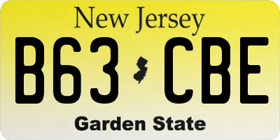 NJ license plate B63CBE