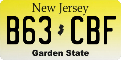 NJ license plate B63CBF