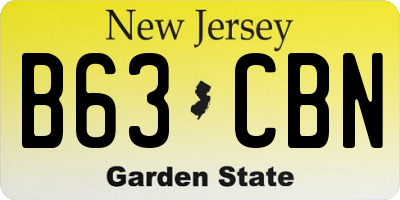 NJ license plate B63CBN