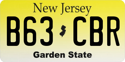 NJ license plate B63CBR