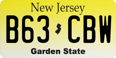 NJ license plate B63CBW