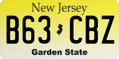 NJ license plate B63CBZ
