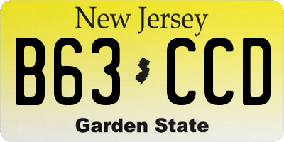 NJ license plate B63CCD