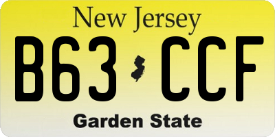 NJ license plate B63CCF